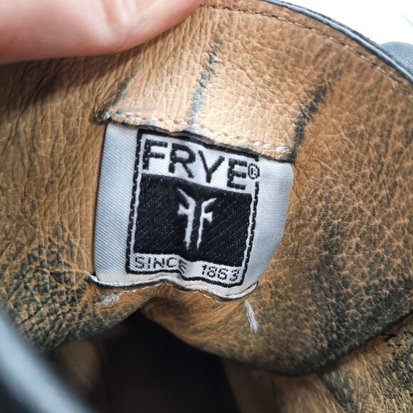 Frye Veronica Womens Size 8 Boots Black Leather Combat Moto Lace Up 76276 Y2K - Picture 10 of 11